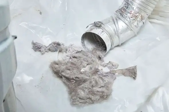Large pile of extracted dust, lint and debris collected from Everett air ducts during cleaning